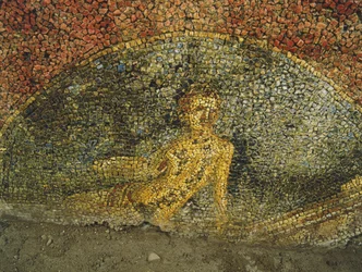 Mosaic from an ancient building below the barracks of the Cuirassiers at the Quirinale, Rome